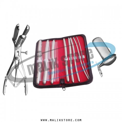 Hegar uterine dilator sounds Set 8 pieces, mathieu speculum, collin small