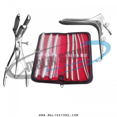 Hegar uterine dilator sounds Set 8 pieces, mathieu speculum, grave medium