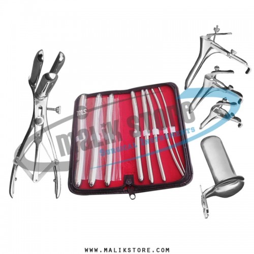 Hegar uterine dilator sounds Set 8 pieces, mathieu speculum, grave 3pcs, collin medium