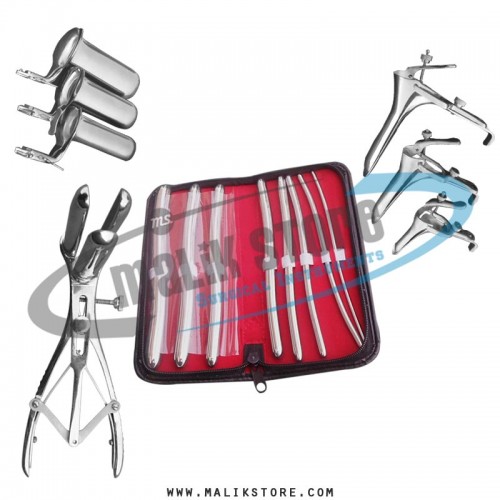 Hegar uterine dilator sounds Set 8 pieces, mathieu speculum, grave 3pcs, collin 3pcs