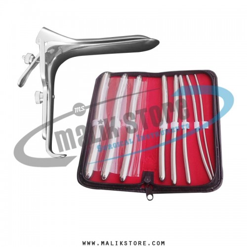 Hegar uterine dilator sounds Set 8 pieces, grave speculum medium