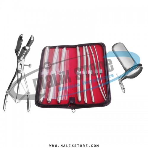 Hegar uterine dilator Set 8 pieces, mathieu speculum, collin speculum medium